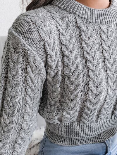 Cable-Knit Round Neck Sweater